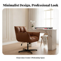 Scalloped Back Vanity Chair Vintage Inspired Upholstered Armchair Curved Backrest Sturdy Metal Legs for Reception Area, Bedroom