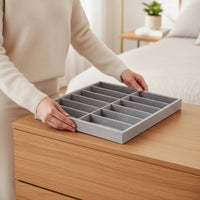 10-Compartment Glasses Tray Velvet-Lined Cloth-Covered Eyeglasses Tray