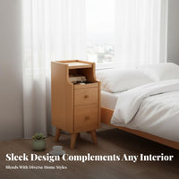 Slim Nightstand Versatile Slim 2-Drawer Cabinet No Assembly Required for Bedroom