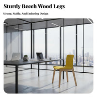 Molded Shell Chair with Wood Legs Nordic Design Dining Seat Easy Assembly Floor Protection Feet for Living Room, Reception Area