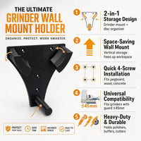 Angle Grinder Wall Mount Bracket with Disc Storage, Heavy Duty Grinder Organizer, Electric Tool Storage Box