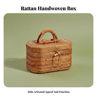 Lidded Rattan container with Handle Portable Design for Camping, Home Decorators