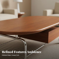Movable with casters double-decker Oval Cart mid-1900sera Modern design Center Table Easy Assembly Household Furniture for Homeowners, Interior Design aficionados, Apartment Dwellers, Living Room, Lounge, Reception Area, Office