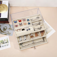 Three-Layer Flannel Jewelry Storage Box with Drawer