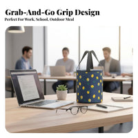 Thermal Insulation Cylindrical Bento Pouch Thickened Material Insulated Bento Pouch Large Capacity meal carrier Portable Handle for Office Workers, Commuters, Students, Workplace, School, excursion, outdoor dining