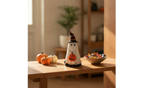 Freestanding Ghost Figurine with Pumpkin Painted Pumpkin Ghost Figurine Spooky Halloween Table Ornament Adorable for Party