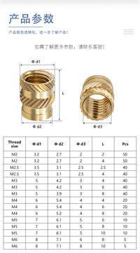 400PCS Nut Assortment Box with Double Diagonal Brass Hot Melt Nuts for Microelectronics Injection Molding