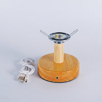 Night Light and Desk Lamp with UK Plug, Square Wooden Base for E27 Bulbs, Wood Craft Night Light Base with Button Switch, LED Lamp Holder