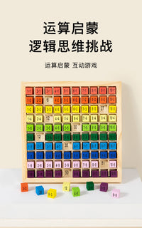 乘法口诀板儿童早教百数板数字认知小学乘法表木制双面彩色学习板