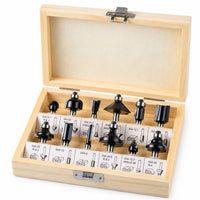 12 Pieces Router Bit Set with Wooden Storage Case Organized Router Bit Set with Wooden Case Smooth Tool for Site