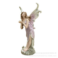 跨境花仙子花妖捧爱心庭院天使雕像花园造景创意微景观树脂工艺品