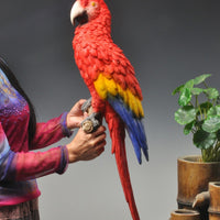 Resin Parrot Ornament Vibrant Colors Realistic Parrot Statue Weather Resistant