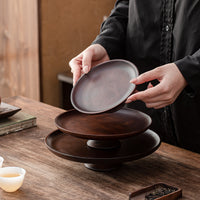 Bamboo High-Footed Fruit Tray for Living Room Snacks and Nuts