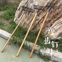 九齿弯齿钉耙 农用耙锰钢淬火耙子焊接钉耙松土耙开荒工具 耙子