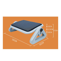 6-Position Height Adjustable Footrest Textured Surface Cushioned Footrest Rectangular Top Under Desk Foot Rest for Office