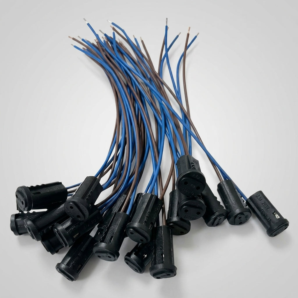Wire Connector with Bakelite Lamp Holder for 4mm Bi-Pin Base, High Temperature PTFE Insulation with 20cm Length, Blue and Brown DIY Lighting Kit