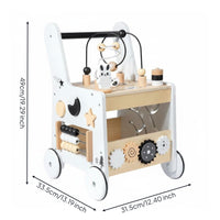 Anti-Tip Wooden Baby Stroller Bead Maze Activity Stroller Multifunction Walking Aid Multifunctional for Toddlers, Babies, Indoor