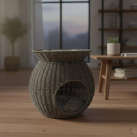 Wicker Feline House Year-Round Use Pet Home Long-Lasting