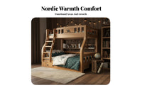 Solid Wood Bunk Bed Thickened Frame Kids Wooden Bunk Bed Heavy Duty children's Furniture for Teens, Parents, Small Areas, Shared Room, Apartment