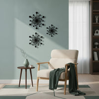 3 Pieces Sunburst Wall Decor Black Sunburst Sculpture Retro for Living Room
