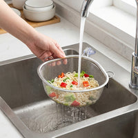 Kitchen Sink Drainer and Sink Strainer, Stainless Steel Leftover Food Strainer with Suction Cup, Home Kitchen Dishwashing Sink Net for Food Waste