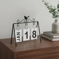 Bird Flip Calendar Hanging Date Cards Metal Flip Desk Calendar Black Iron
