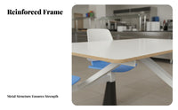 Attached Dining Table and Chair Set Steel Frame Cafeteria Table with Attached Seats Thickened Tabletop 4-Person Cafeteria Unit for Employees
