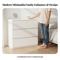 Extendable Vanity Minimalist Dressing Table Makeup Station Anglighted Design Six Drawers Space-saving for Women Adults Home Suitable for Bedroom Home Office Closet