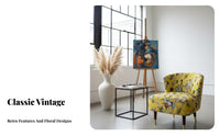 Floral Print Armchair Vintage Design Upholstered High-Sided Armchair Armchair Designer Inspired High Support Support for Adults