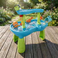 Two-Tier Water Table with Accessories Molded Water Play Table Raised Activity Playset Child-Friendly for Preschoolers