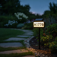 LED Illuminated Solar Address Sign with Stake Ground-Mount Solar House Number Sign Outdoor Slim for Homeowners, Delivery Drivers, Yard, Driveway, Garden, Mailbox Area
