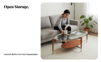 Glass Top Coffee Table Nordic Design Sculptural Base Glass Table Creative Easy to Clean for Interior Designers, Families, Office