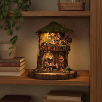 Miniature Forest House Beginner Friendly DIY Book Nook Press Switch for Desk