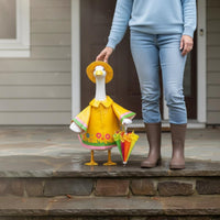 Goose Statue Raincoat Floral Pattern Porch Goose Costume for Garden