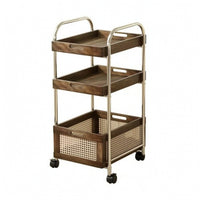 3-Tier Rolling Cart Mobile Furniture Freestanding for Living Room