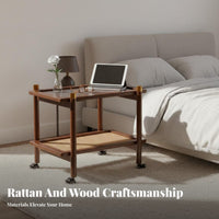2-Tier Rolling Trolley Multifunctional Design Wheeled Side Table for Homeowners
