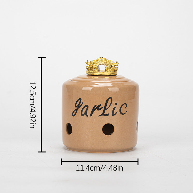 Large Capacity Ceramic Garlic Storage Jar with Lid