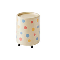 Lidded Trash Can with Wheels Mobile Wastebasket Compact for Bathroom