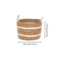 Storage Basket with Handles Handwoven Woven Basket Natural Brown