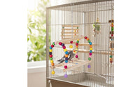 Bird Cage Toy with Bells Hanging Bird Ladder Bridge Sturdy for Parakeets