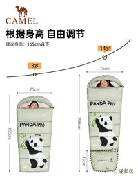 骆驼熊猫睡袋秋冬户外儿童露营四季保暖加厚学生成人防寒午休便携