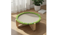 Raised Pet Bed with Scratcher Elevated Cat Hammock Breathable Material Wooden Cat Lounge Bed for Kittens