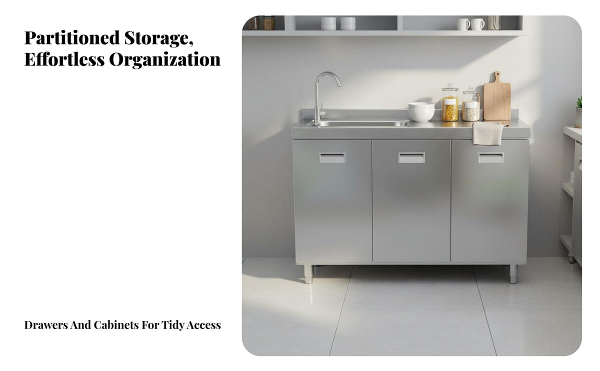 Easy to Clean Stainless Steel Kitchen Cabinet Waterproof Kitchen Storage Cabinet Stain-Resistant Thickened and Reinforced for Small Apartment Dwellers, Homeowners, Families, Utility Room, Garage