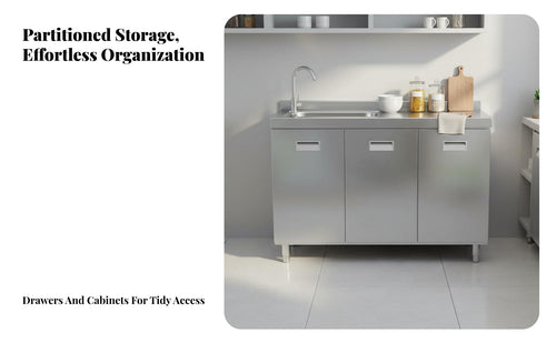 Easy to Clean Stainless Steel Kitchen Cabinet Waterproof Kitchen Storage Cabinet Stain-Resistant Thickened and Reinforced for Small Apartment Dwellers, Homeowners, Families, Utility Room, Garage