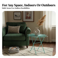 Folding Round Side Table Foldable Folding Outdoor Table Space Saving for Balcony