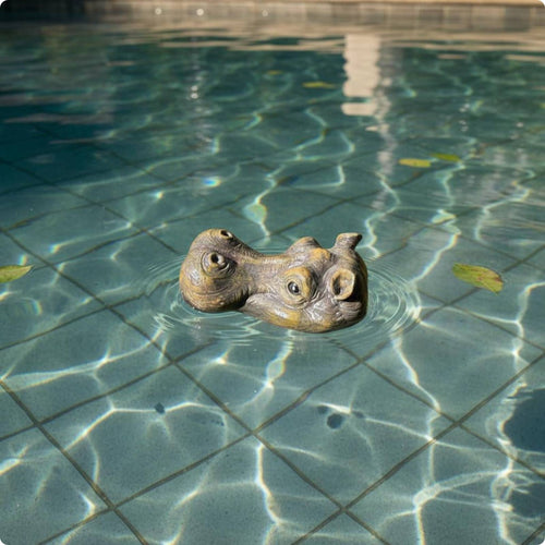 2 Pieces Hippo Head Statue Realistic Floating Pond Ornament Resin Material