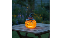 Pumpkin Lamp with Witch Hat Halloween Pumpkin Table Lamp Decorative Jack-O'-Lantern Night Light for Entryway