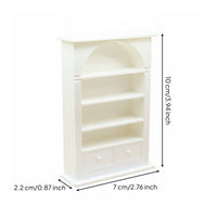 Arched Dollhouse Bookcase with Drawers Miniature Bookshelf European Design