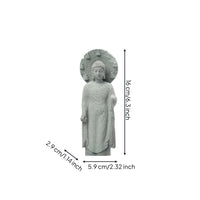 Standing Buddha Figurine Textured Stone Buddha Statue Luminous Circle