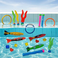 22 Pieces Pool Training Toy Set Fun Underwater Pool Diving Toys Diving Rings and Tubes for Kids